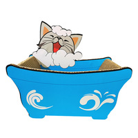OEM Vente en gros Lit pour chat en carton durable, antidérapant et anti-poussière, avec griffoir intégré, en forme de baignoire