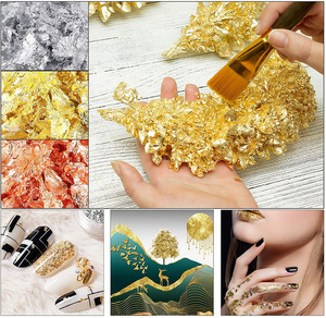 Goudfolievlokken voor hars, 3 flessen metallic folievlokken 15 gram, goudfolievlokken metallic blad voor nagels, schilderen - Product Image 5