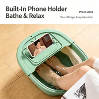 Bassin de spa pour les pieds pliable en plastique portable |   Bac de massage pour les pieds avec support pour téléphone et couvercle |   Baignoire multifonctionnelle pour la maison et la salle de bain