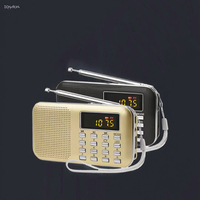 Radio Walkman Mini FM L-218 dengan Senter LED Port Pengisian Daya USB Pemutar Gurbani Punjab Speaker Plastik Kecil