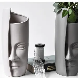 优雅装饰半人脸设计牢不可破的花瓶家居装饰干花陶瓷花瓶