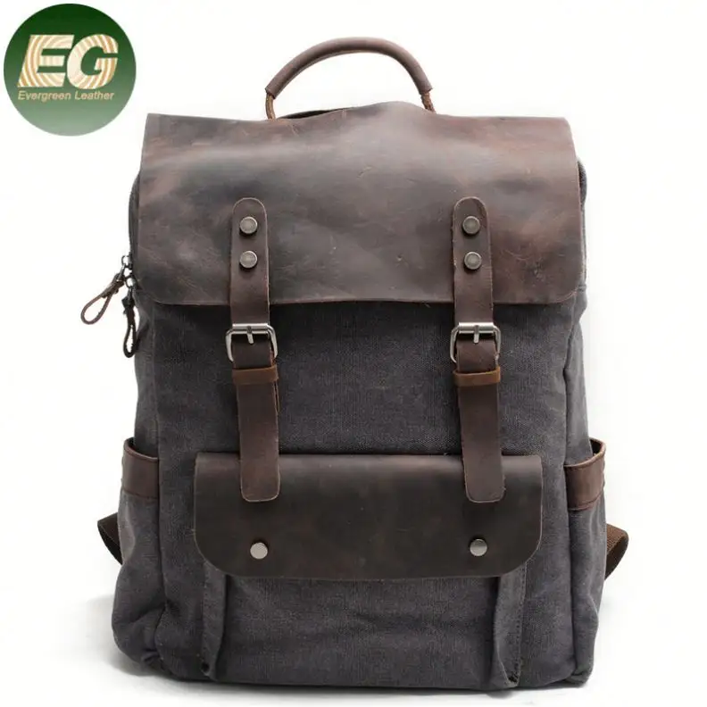 GA40 sac à dos scolaire vintage en toile imperméable pour hommes ordinateur portable design personnalisé ordinateur de voyage extérieur sacs à dos en cuir