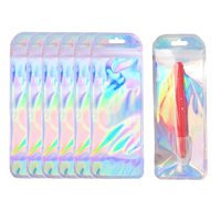 Petit mini pochette plate étanche à l'eau avec fermeture éclair laser holographique pour bijoux emballage de sac transparent en plastique vente en gros