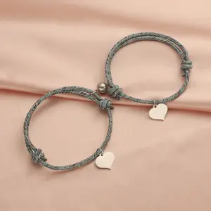 Pulseira de casal com corda magnética de milão para amigas, pulseira de mão para casal, novidade da moda, atacado