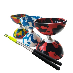 Sunpromotion Unique Bicolor Triple Roulement <span class=keywords><strong>Diabolo</strong></span> Classique Jouets Moyen Caoutchouc bicolore Trépied Bearig - Product Image 1