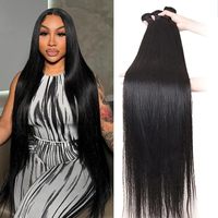 Extensions de cheveux humains 15A lisses, 100% vierges non traités, noir naturel véritable, tissage rapide, aspect doux et volumineux, pour usage quotidien