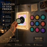 Juego de Imanes para Refrigerador con NFC y Disco de Vinilo Versión BRAVION BT, Luz Nocturna LED Personalizada, Imán para Refrigerador con Disco Giratorio, Reproductor de Música CD