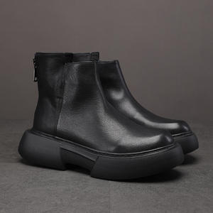 Botas de Motociclista de Cuero Vintage para Hombre, Estilo Biker con Hebillas y Tiras, Tacón Grueso, Zapatos Casuales y Atrevidos - Product Image 2