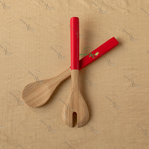 Ensemble durable de 2 pièces d'ustensiles à salade en bambou fabriqués à la main poignée de couleur personnalisée pour vaisselle/ustensiles de cuisine - Product Image 6