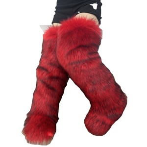 <span class=keywords><strong>Bottes</strong></span> hautes en fourrure pour femmes, neuves, en peluche, <span class=keywords><strong>au</strong></span>-<span class=keywords><strong>dessus</strong></span> <span class=keywords><strong>du</strong></span> <span class=keywords><strong>genou</strong></span>, bout rond, fourrure synthétique, talon plat, mollet long, douces, chaudes et confortables - Product Image 1