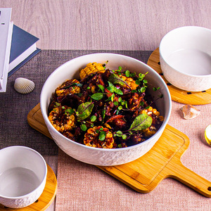 Tazón Grande de Cerámica para Sopa, 10 Pulgadas, Estilo Japonés, Olla para Sopa de Pescado al Estilo Sichuan con Patrón de Piedra Creativo - Product Image 1