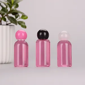 20ml 30ml 50ml kozmetik ambalaj şeffaf PET plastik saç yağı krem losyon parfüm şişesi Withe yuvarlak şapka