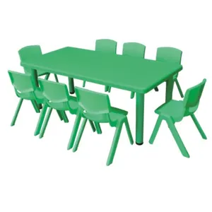 Meja Perawatan Anak, Tempat Duduk Pesta Anak Bulat Persegi Panjang Furnitur Murah Plastik Prasekolah Perawatan Hari Aktivitas Bermain untuk Anak-anak