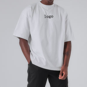 T-shirts lourds de luxe pour hommes Streetwear T-shirts unis à épaules tombantes 200 grammes coton unisexe surdimensionné t-shirt blanc - Product Image 1