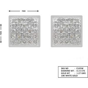 Boucles d'oreilles en diamant Jewelspaark 0,15 ct, or blanc 10 carats, taille brillant rond, 7 mm, carrées, pour femme, à porter au quotidien - Product Image 6