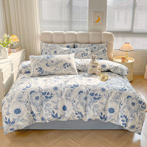 Parure de lit en sergé 100 % coton, imprimé floral frais, double face, housse de <span class=keywords><strong>couette</strong></span> respirante et douce pour la peau, pour la maison, la chambre et le dortoir - Product Image 1
