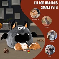 Tente pour animaux de compagnie en peluche chauve-souris d'Halloween OEM 2 en 1, lit pliable pour petits animaux, emballage personnalisé pour cochon d'Inde et lapin