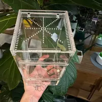 Conteneur d'élevage en verre acrylique transparent, terrarium pour araignées sauteuses, boîte pour tarantules, mantes, insectes, reptiles