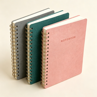 Carnet professionnel en cuir/PU perforé en spirale, personnalisé, avec impression à chaud dorée, papier 120 g/m², pour étudiants, vente en gros
