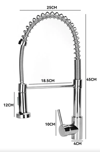 Grifo de Cocina de Lujo, Grande, Plateado, Flexible, con 2 Manijas, Acabado Cromado, Extraíble, Montado en Cubierta - Product Image 6