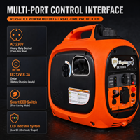 Générateur à onduleur compact 2000W, puissance nominale 1600W, 18kg, démarrage électrique, réservoir 3500ml, CE EPA III Euro V, personnalisation