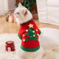 Pull en tricot chaud pour animaux de compagnie, motif sapin de Noël, pour chat et chien, tenue de Noël mignonne pour chaton et petit chiot