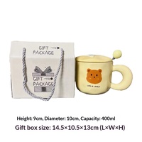 Mug tendance style Instagram, motif ours jaune laiteux, haute valeur esthétique, tasse à eau pour la maison, mignonne tasse à café pour petit-déjeuner de couple avec couvercle
