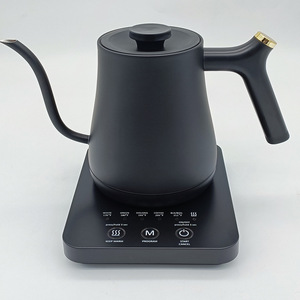 Electric Stainless Steel Nordic Design Thermal Gooseneck Coffee <b>Kettle</b> Lid 1L Capacity Automatic Pour Drip Milk Frother Wooden - Product Image 5