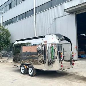รถขายอาหารเคลื่อนที่กลางแจ้งสแตนเลสสตีลมาตรฐานยุโรป สำหรับขายฮอทดอก พิซซ่า ขนม ช็อกโกแลต กาแฟ และอาหารอื่นๆ - Product Image 3