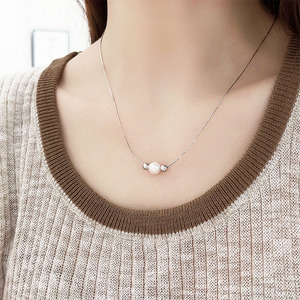 S925 Sterling <b>Silver</b> Pearl Bead Necklace For Women Minimalist <b>Choker</b> Everyday Wear - Product Image 2
