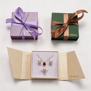 Personalized Printed Logo Jewelry Box <b>Set</b> Dual-Opening Magnetic Design for Ring Earring Necklace Bracelet Storage - Product Image 4