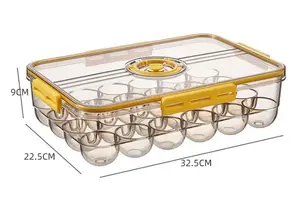 Conteneur de stockage des aliments pour réfrigérateur, support en plastique pour œufs en Carton pour réfrigérateur, plateaux à œufs avec couvercle et marqueur de temps