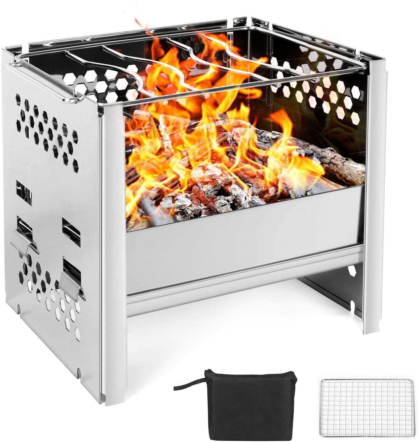 Grill Grid Stainless Steel Backpacking Stove Potable Wood Burning Stoves for Picnic BBQ Camp Hiking with camping stove
