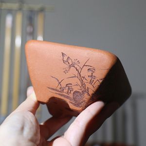 Maceta Cuadrada Zisha, Hecha a Mano, Tallada, Estilo Chino, para Bonsái, Maceta Pequeña - Product Image 3