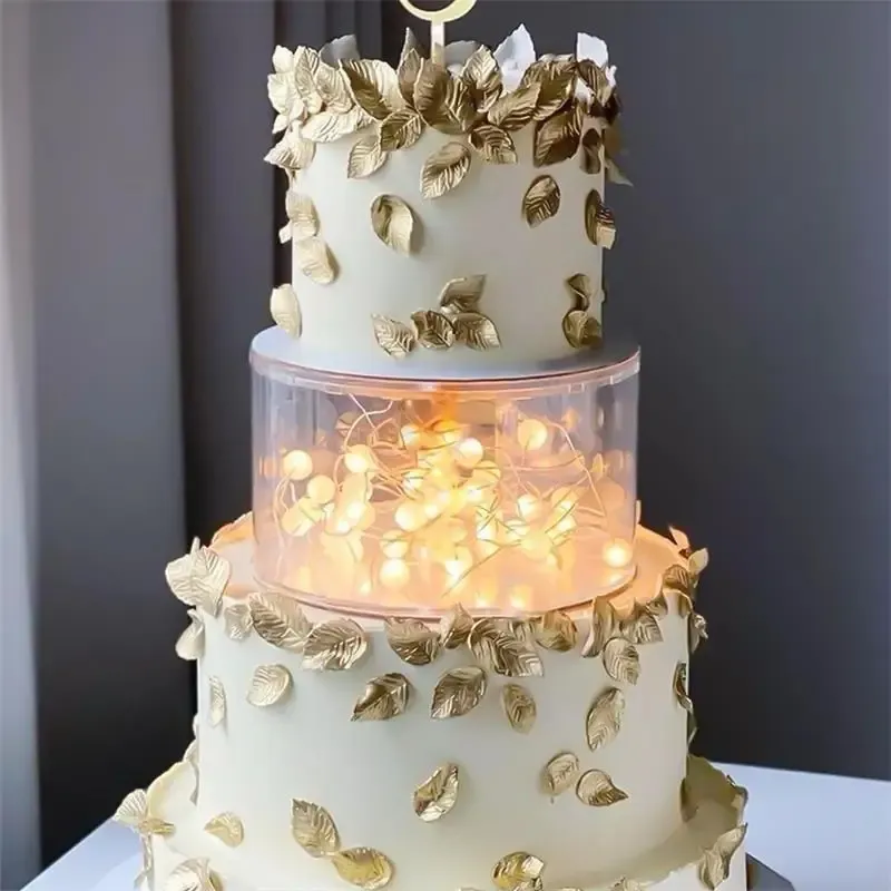 Yuvarlak şeffaf akrilik kek ayırıcı doldurulabilir kek ekran dekor pişirme araçları kek standı düğün doğum günü partisi dekorasyon için