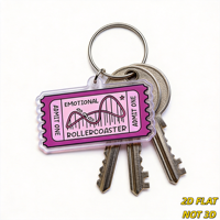 Porte-clés en acrylique « Ticket Rose Montagnes Russes Émotionnelles » – Accessoire de sac et porte-clés pour la sensibilisation à la santé mentale