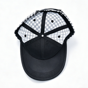 Gorra de Béisbol con Diseño de Pata de Gallo para Mujer, Gorra de Tweed a Cuadros en Blanco y Negro con Visera de Cuero, Sombrero de Sol Casual y Moderno - Product Image 6