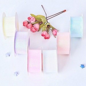 Wholesale Organza Floral <b>Ribbon</b> Custom Solid Color Glitter Fabric <b>Ribbon</b> For Flower Decoration - Product Image 6