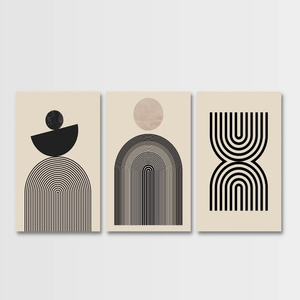 Funtuart <span class=keywords><strong>Triptyque</strong></span> Abstrait Art Mural Lignes Et Formes Géométriques Décoration Murale Peintures Sur Toile - Product Image 4