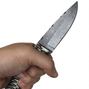 Cuchillo de hoja fija Drop Point de acero de Damasco con mango de madera Pakka para camping, bricolaje y supervivencia, 3 años de garantía - Precios económicos - Product Image 5