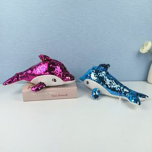 ของเล่นปลาโลมาประดับเลื่อมแวววาว30ซม. สำหรับเป็นของขวัญสำหรับเด็กตุ๊กตาน่ารักรูปปลาวาฬทะเลพร้อมเลื่อมระยิบระยับ - Product Image 4