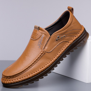 Mocassins en cuir respirant pour hommes, talon bas, chaussures décontractées, taille 47-48, fabriqués à Wenzhou - Product Image 1