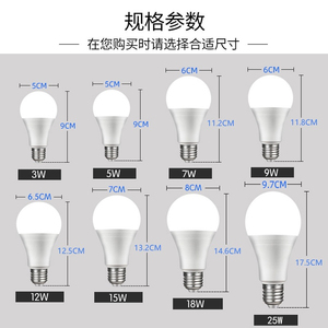 หลอดไฟ LED A19 ขั้ว E27 ตัวหลอดพลาสติก ควบคุมด้วยสวิตช์แบบแมนนวล AC 110V 6000K แสงเดย์ไลท์ ค่า CRI 80 สำหรับที่อยู่อาศัย ปรับความสว่างได้ - Product Image 4
