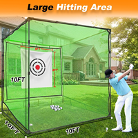 Cage d'entraînement de golf compacte 8x8x8FT pour garage intérieur et maison, avec structure en fibre de verre et filet en PE, idéale pour petits espaces et plafonds bas