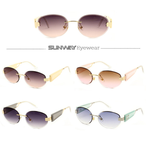 Wholesale Sunway Metal Frame Fashion Designer Luxury <b>Rimless</b> <b>Sunglasses</b> UV400 Protection Oval Shape Unisex Adults 2025 Trendy - Product Image 2