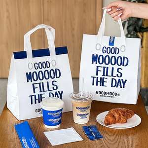 Bolsa de Compras Aislada, Personalizada, Reciclable, Promocional, al por Mayor, de Tela No Tejida, para Restaurante, Comida para Llevar, Pastel, Leche - Product Image 2