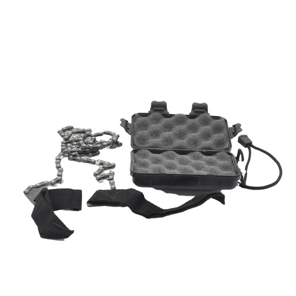 Клевера рукоять на открытом воздухе стали Выживание Карманный Канатный пилы фабрики 4-тактный мини портативный карманный chainsawwith коробка