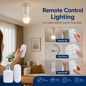 E27 <b>Wireless</b> Remote Control Smart Timer Switch AC85-265V PC Material <b>Lamp</b> Holder for Baby Room Bedroom Home Use - Product Image 2