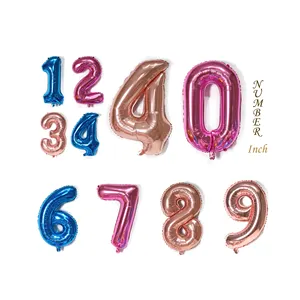 40 pulgadas número oro rosa globos de papel de aluminio números gigante globo de helio para bebé ducha cumpleaños decoración de fiesta de boda