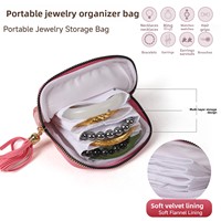 Hete Aanbieding Witte Draagbare Tassellende Rits-Sieradendoosje Fabriekslevering Kettingen Ringen Horloges Sleutels Opberg Sieraden Tas